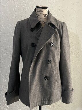 Forever 21 Women's Gray Double-Breasted Peacoat